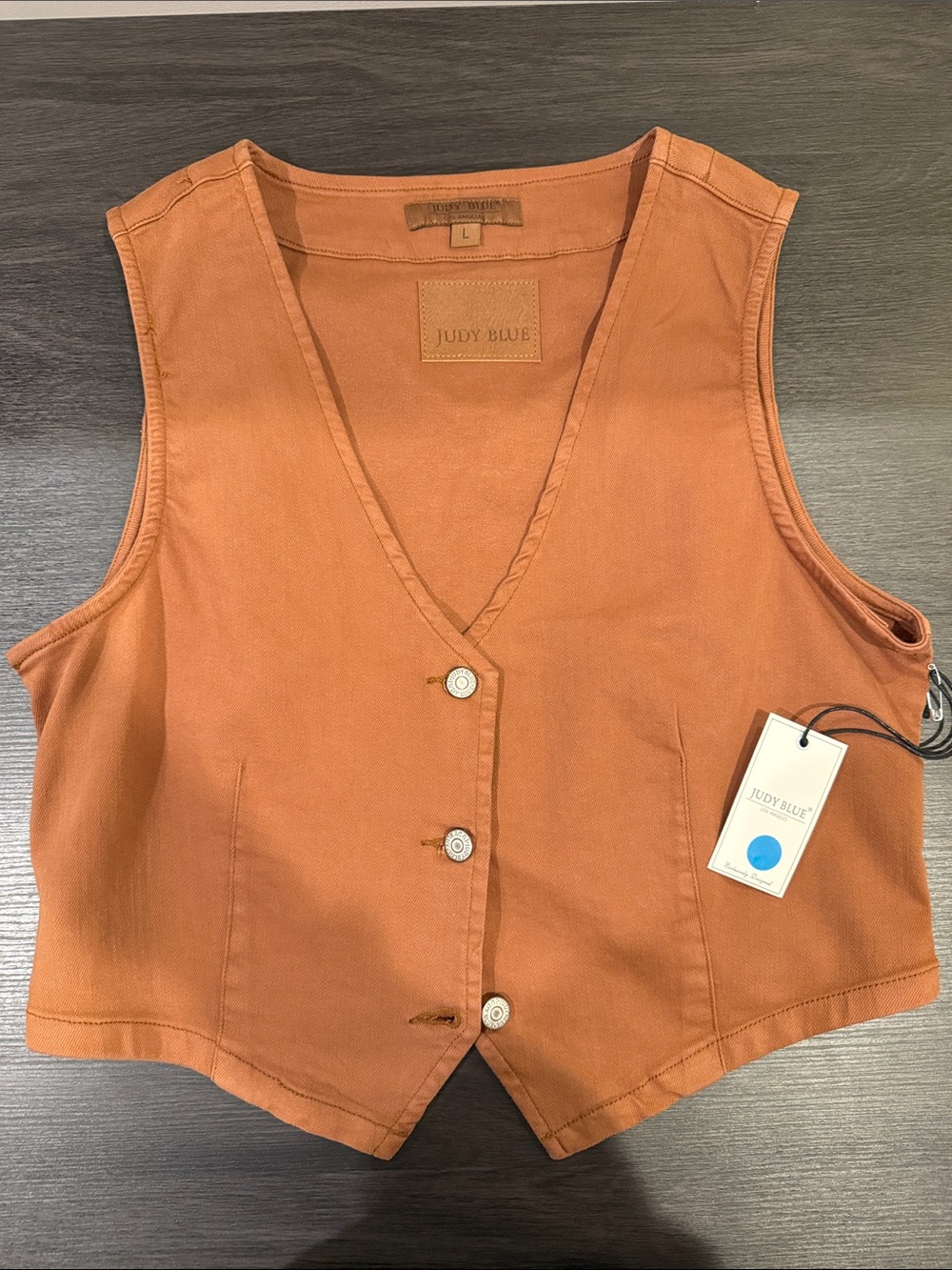 Judy Blue Rust Orange Button-Front Vest